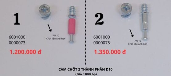 Bộ cam chốt 2 thành phần D10 (Hợp kim kẽm)