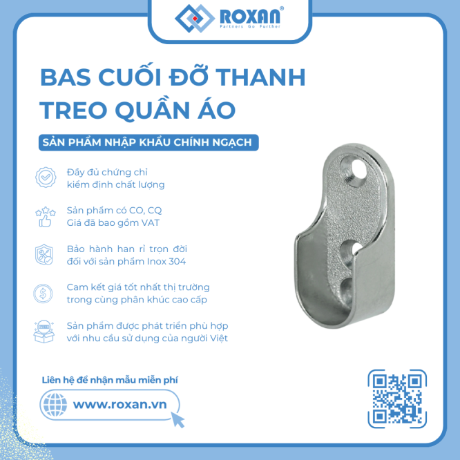 Bas Cuối Đỡ Thanh Nhôm Móc Treo Quần Áo