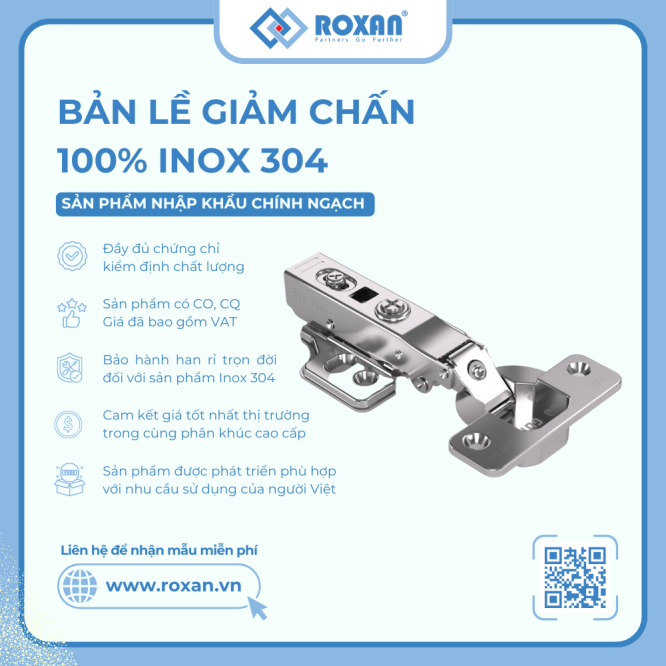 BẢN LỀ GIẢM CHẤN DỪNG ĐA ĐIỂM 100% INOX 304 DÙNG CHO DỰ ÁN CAO CẤP