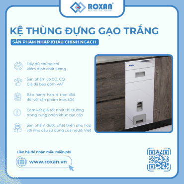 thùng đựng gạo trắng roxkin